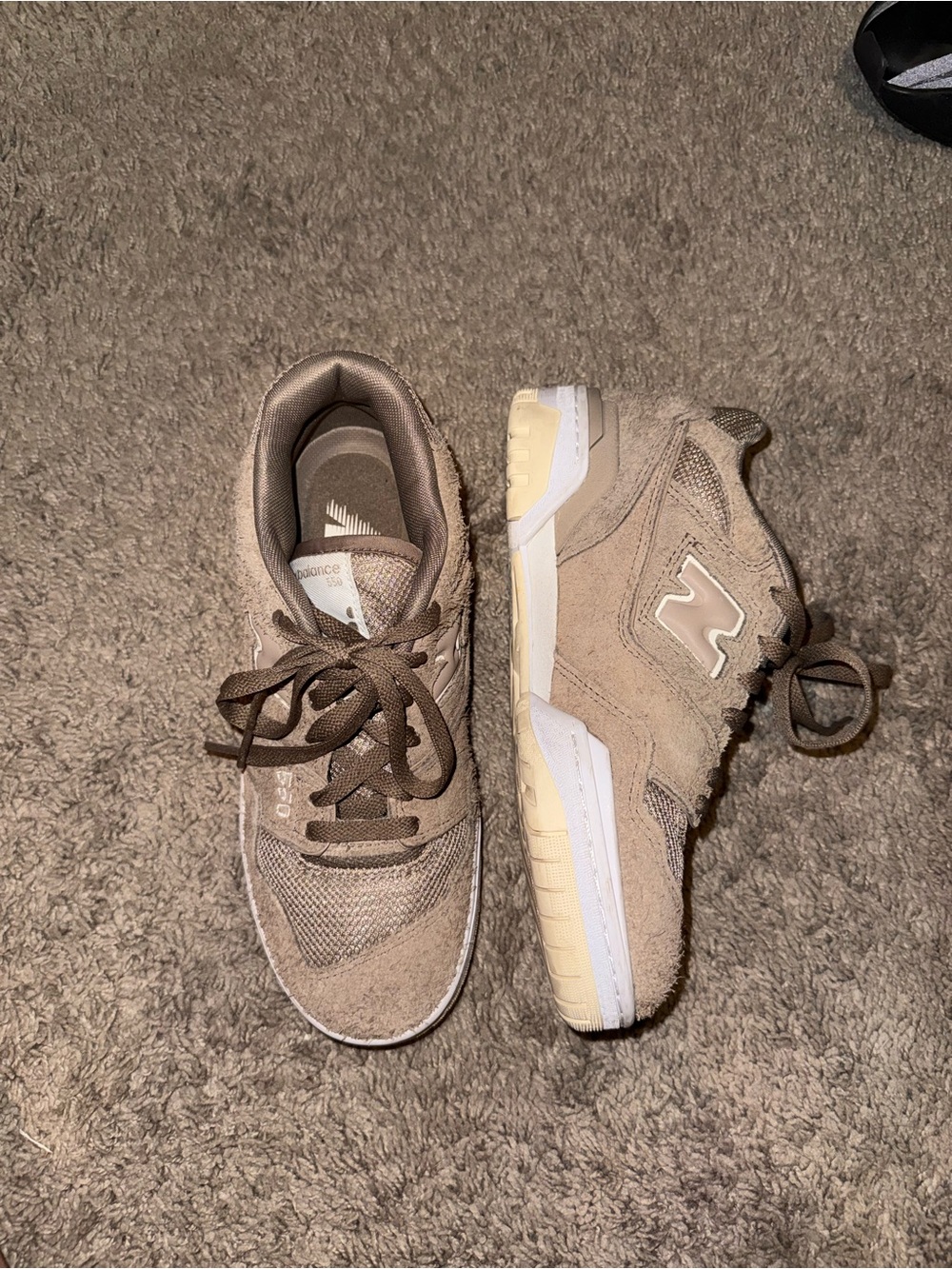 New Balance 550 Taupe Suede Sneakers